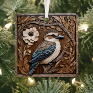 Australian Kookaburra Wood Art Print, Metal Tree Decoration