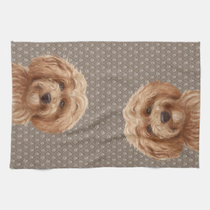 Australian Labradoodle Goldendoodle Beige Tea Towel