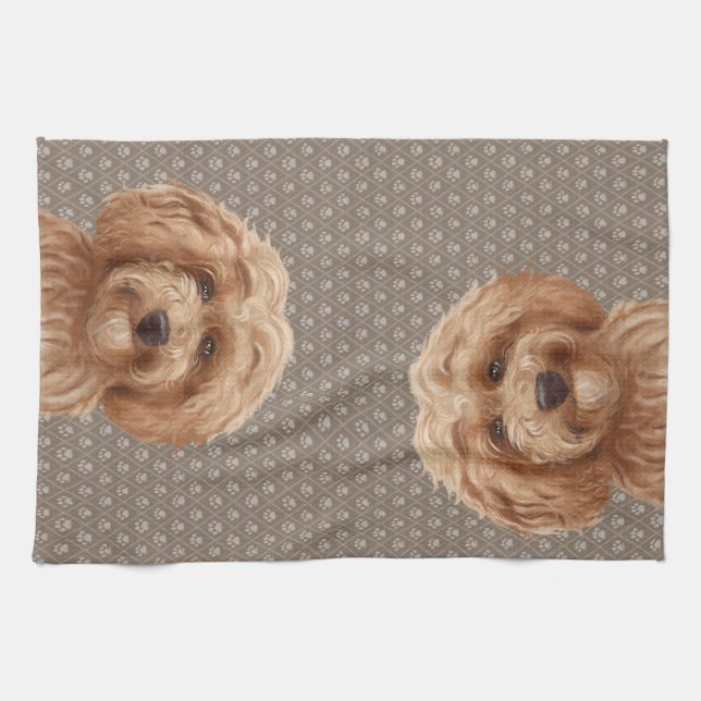 Australian Labradoodle Goldendoodle  Beige Tea Towel (Horizontal)