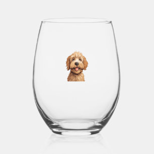Australian Labradoodle Stemless Wine Glass