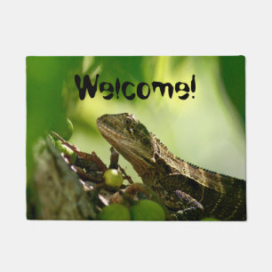 Australian lizard hiding between leaves, Photo Doormat