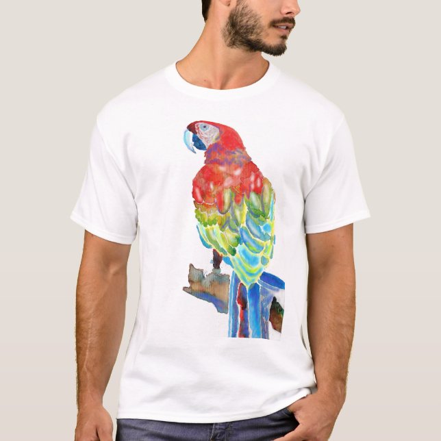 Australian Macaw Parrot Watercolour art T Shirt (Front)