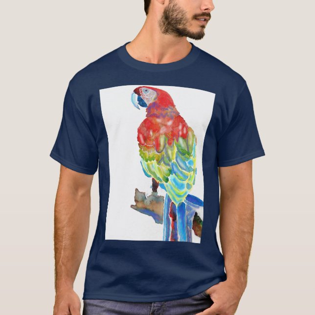 Australian Macaw Parrot Watercolour art T Shirt (Front)