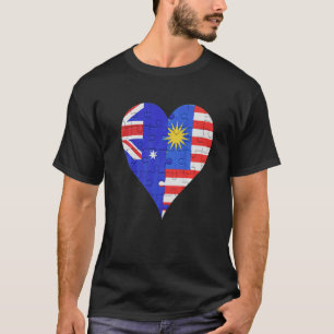 Australian Malaysian Flag Heart T-Shirt