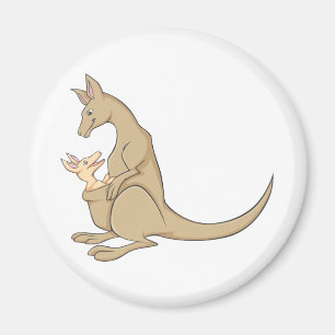 Australian Mama Kangaroo and Baby Joey Magnet