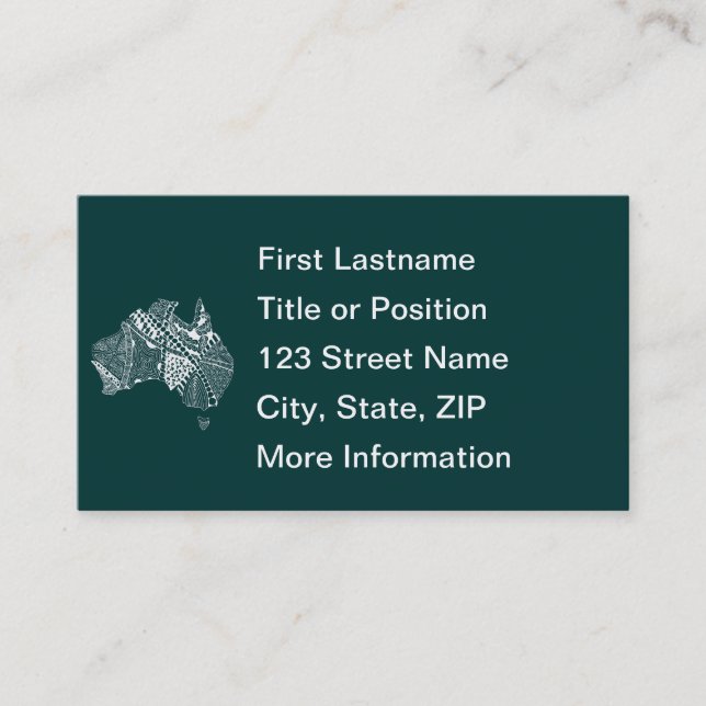 Australian Map Art - Choose Your Colour Business Card (Front)