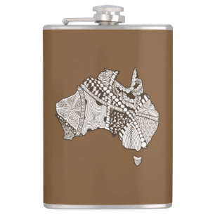 Australian Map Art Hip Flask