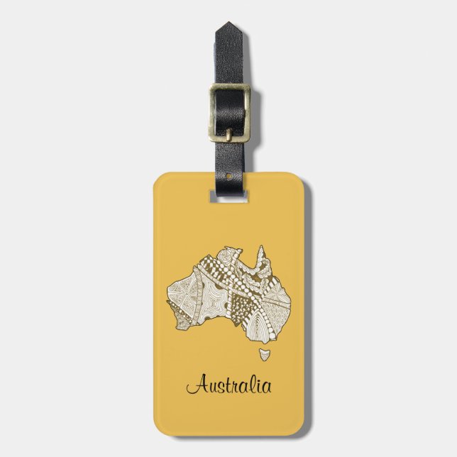 Australian Map Art Luggage Tag (Front Vertical)
