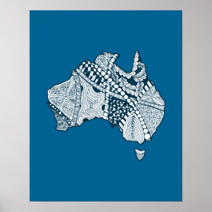Australian Map Art Poster