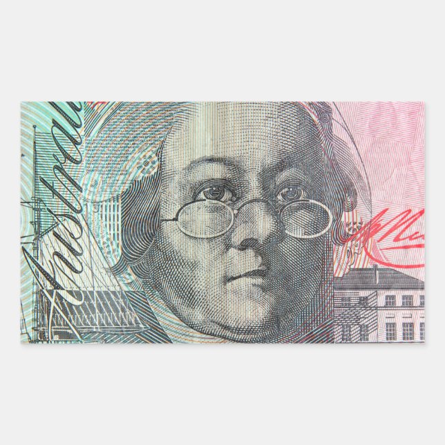Australian money dollars rectangular sticker (Front)