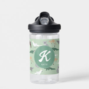 Australian Native Animals Eucalyptus Green Initial Water Bottle