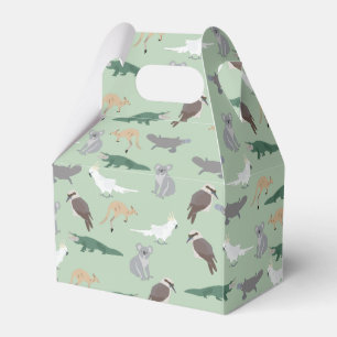 Australian Native Animals Eucalyptus Green Pattern Favour Box