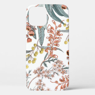 Australian native flowers. Seamless pattern black  iPhone 12 Case