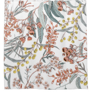 Australian native flowers. Seamless pattern black Shower Curtain