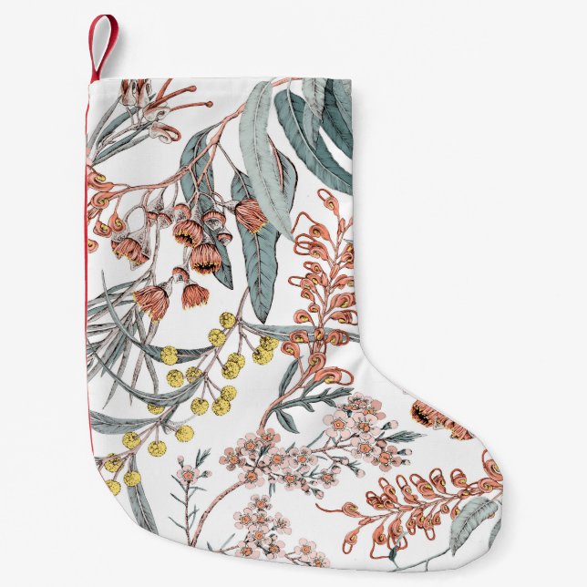 Australian native flowers. Seamless pattern black  Small Christmas Stocking (Front)