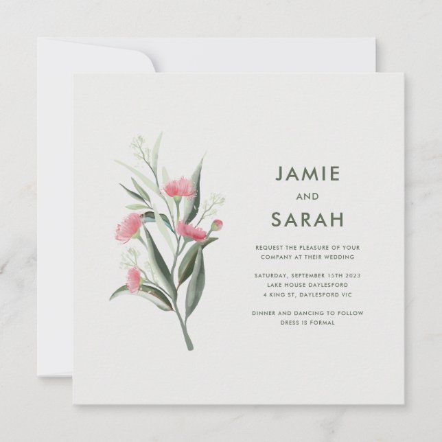 Australian Native Gum Blossom Wedding  Invitation (Front)