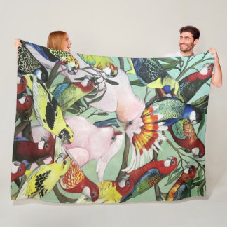Australian Native Parrots Fleece Blanket