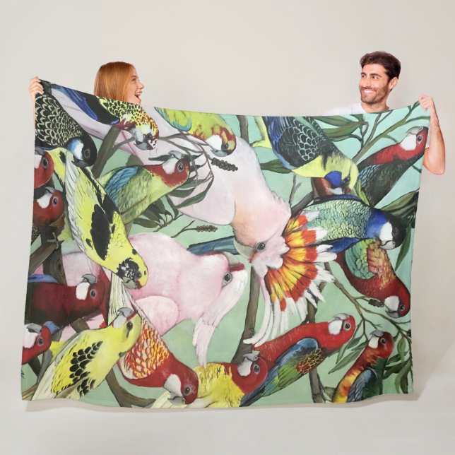 Australian Native Parrots Fleece Blanket (In Situ)