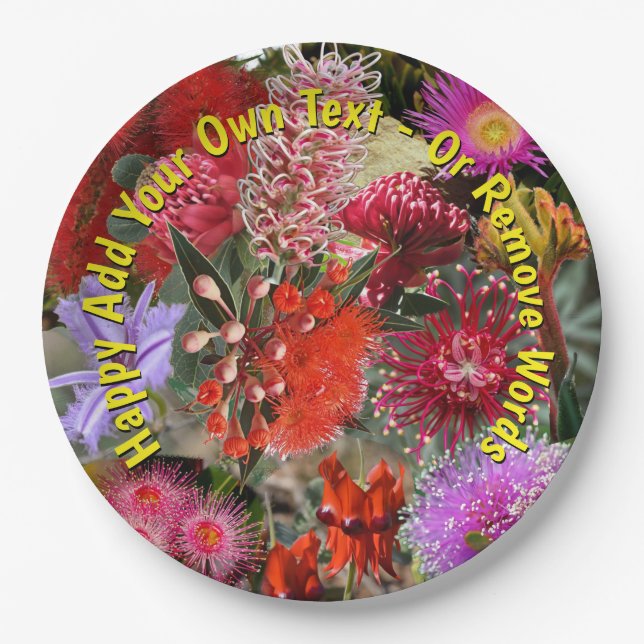 Australian Native Wild Flowers Large 9" Paper Plate (Front)