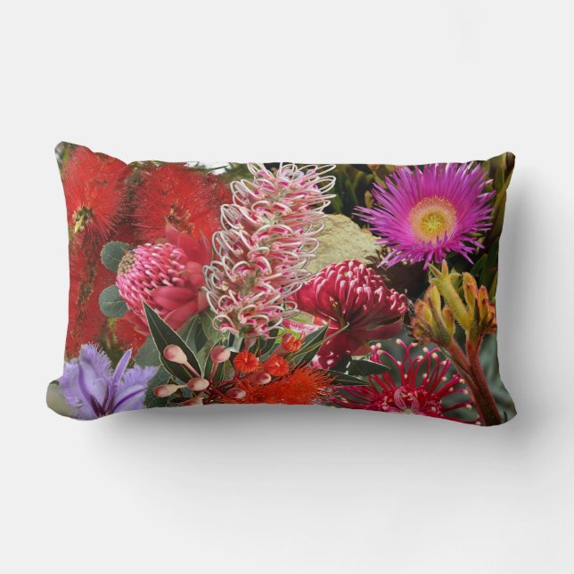 Australian Native Wild Flowers Lumbar Cushion (Front)