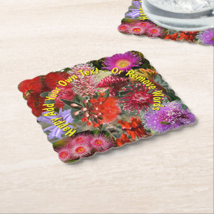 Australian Native Wild Flowers Scalloped Square Paper Coaster