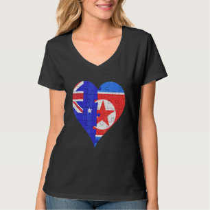 Australian North Korean Flag Heart T-Shirt