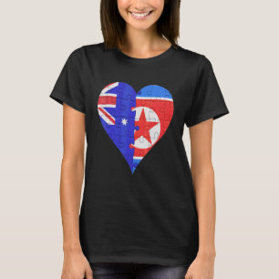 Australian North Korean Flag Heart T-Shirt