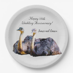 Australian Ostrich Funny Cartoon illustration     Paper Plate