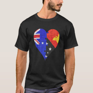 Australian Papua New Guinean Flag Heart T-Shirt