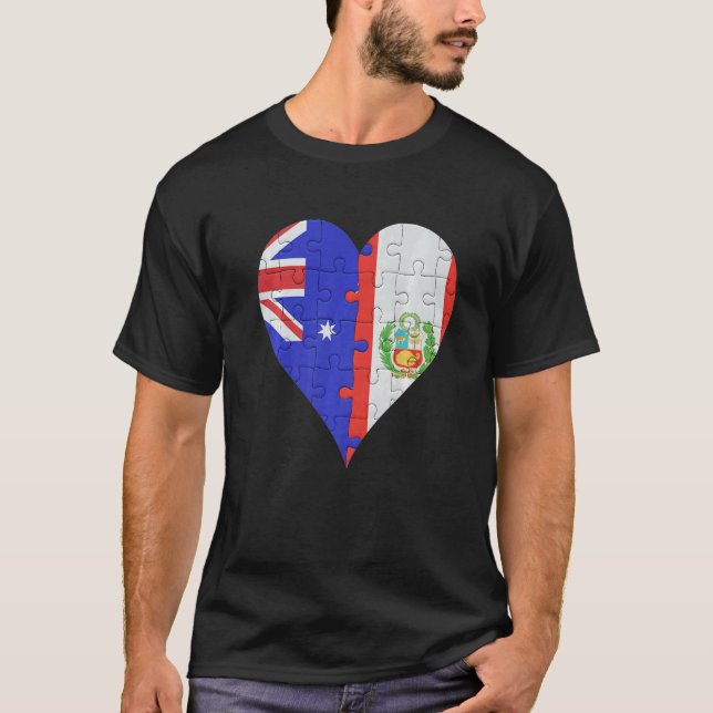 Australian Peruvian Flag Heart T-Shirt (Front)