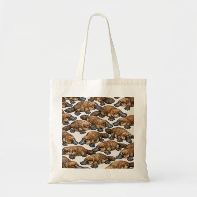 Australian Platypus Pattern in Warm Brown Tote Bag (Front)