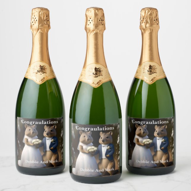 Australian Quokka Marry Me, Wedding Sparkling Wine Label (Bottles)