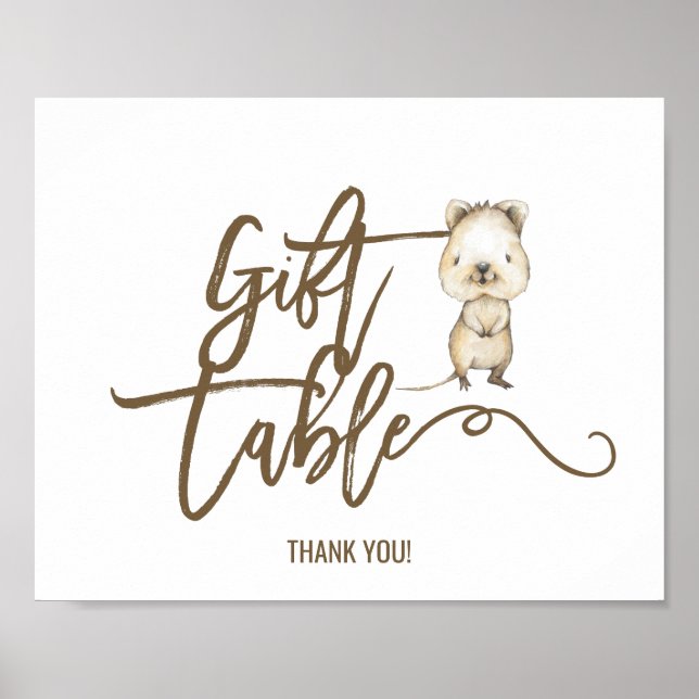 Australian Quokka Neutral Gift Table Sign (Front)