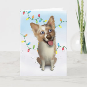 Australian Red Merle Shepherd Christmas Holiday Card
