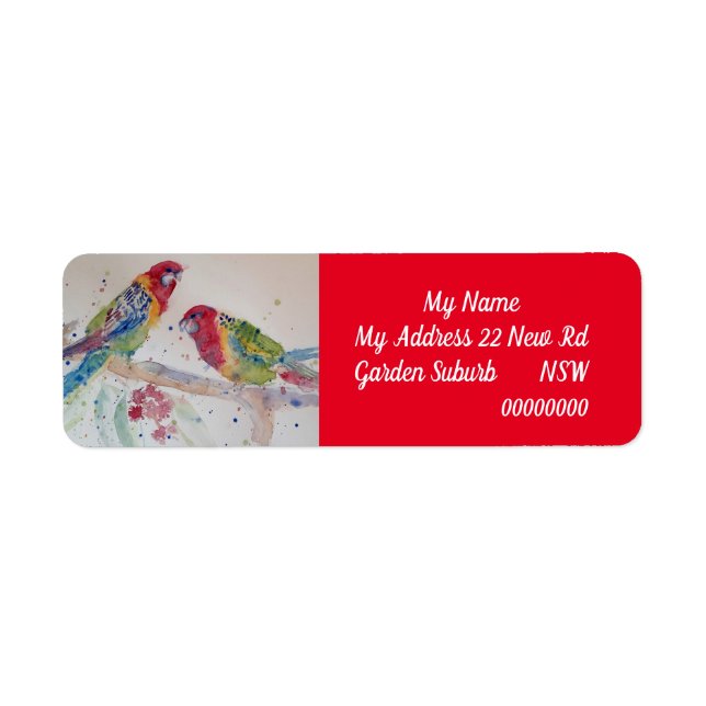 Australian Red Rosella Parrot Bird Watercolour (Front)