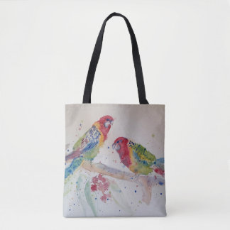Australian Red Rosella Parrot Watercolour art Tote Bag