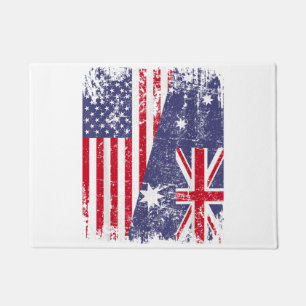 AUSTRALIAN ROOTS  Half American Flag AUSTRALIA  Doormat