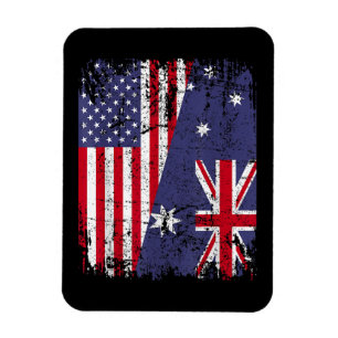 AUSTRALIAN ROOTS  Half American Flag AUSTRALIA  Magnet