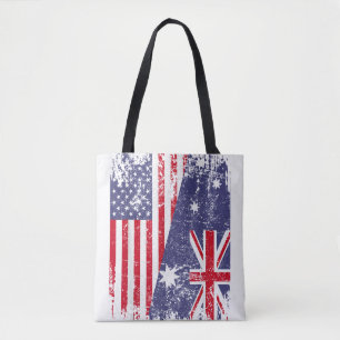 AUSTRALIAN ROOTS  Half American Flag AUSTRALIA  Tote Bag