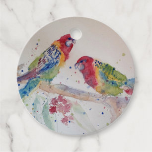 Australian Rosella Parrot Watercolour art Favour Tags