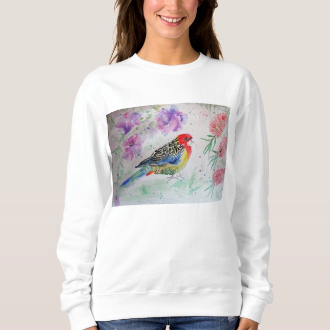 Australian Rosella Parrot Watercolour Sweatshirt (Front)