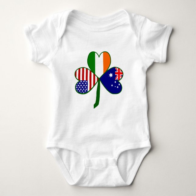 Australian Shamrock Green Background Baby Bodysuit (Front)