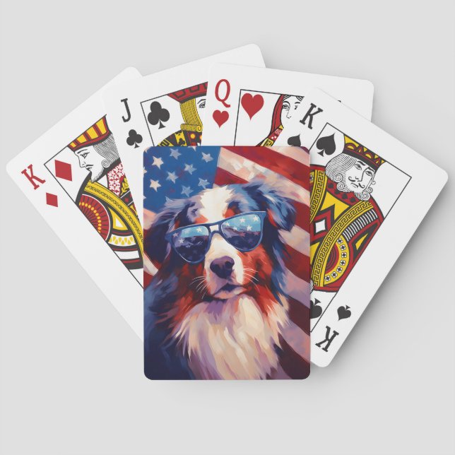 Australian Shepherd 4th of July Independence day Playing Cards (Back)