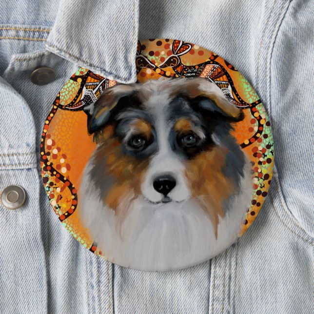 AUSTRALIAN SHEPHERD 6 CM ROUND BADGE (In Situ)