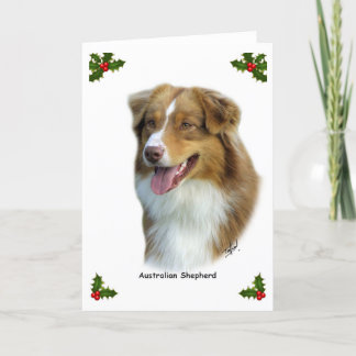 Australian Shepherd 9K4D-16 Holiday Card