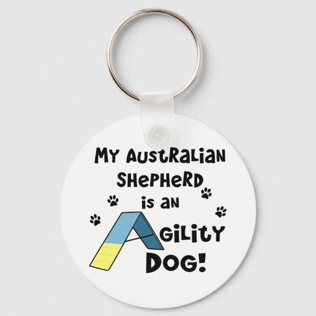 Australian Shepherd Agility Dog Keychain (Front)