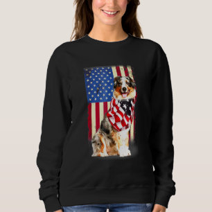 Australian Shepherd American Flag Usa Patriotic Do Sweatshirt