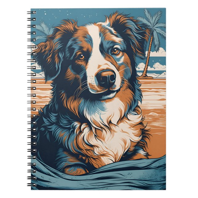 Australian Shepherd at a tropical beach Notebook (Front)