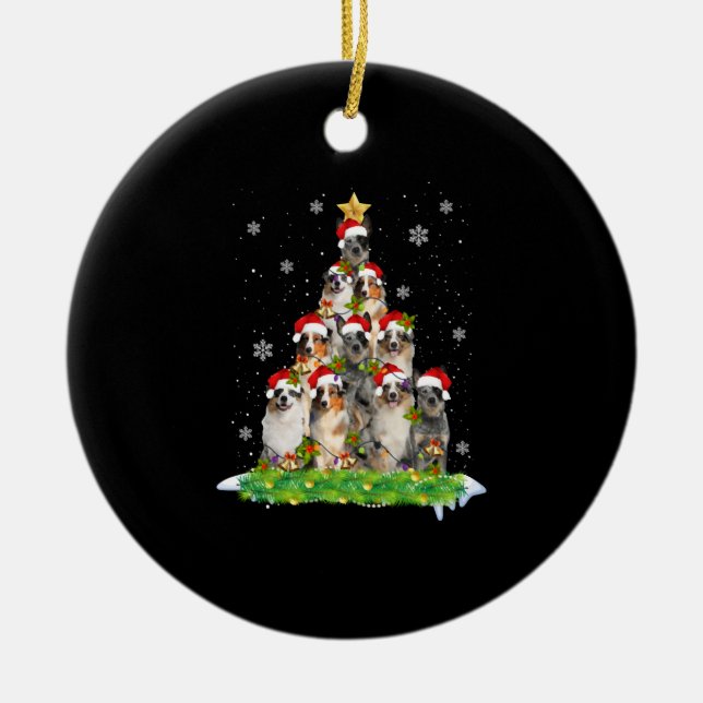 Australian Shepherd Aussie Christmas Ornament Tree (Front)