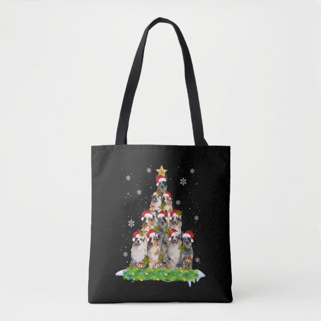 Australian Shepherd Aussie Christmas Ornament Tree Tote Bag (Front)